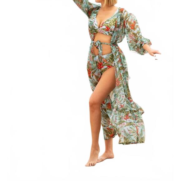 LIA SAHARA Other - NEW LIA SAHARA long sleeve robe cover up in heliconia